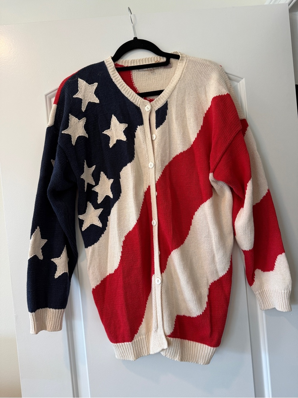 Lauren Hansen American Flag Oversized Cardigan Sweater M 🇺🇸